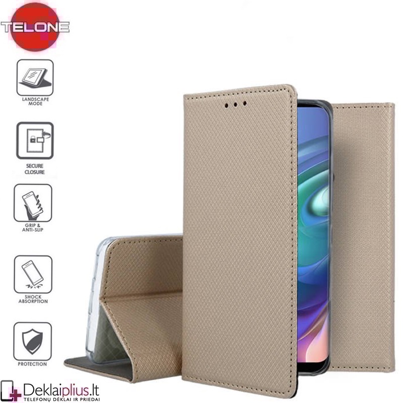 Telone smart magnet atverčiamas dėklas - auksinės spalvos (telefonams Motorola Moto G10/G20/G30) Telone smart magnet atverčiamas dėklas - auksinės spalvos (telefonams Motorola Moto G10/G20/G30)